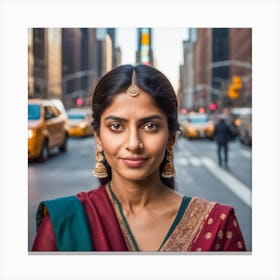 Indian Woman In New York City Canvas Print