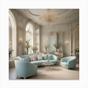 Blue Living Room Canvas Print