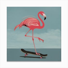 Flamingo On Skateboard 4 Canvas Print