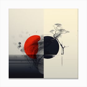 Minimalist Red Black Abstract 1 Canvas Print