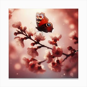 Cherry Blossoms With Butterfly Canvas Print