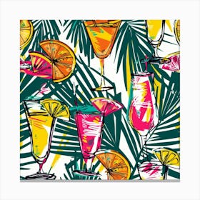 Seamless Pattern With Tropical Drinks 3 Canvas Print