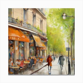 Paris CafesCafe in Paris. spring season. Passersby. The beauty of the place. Oil colors.26 Canvas Print