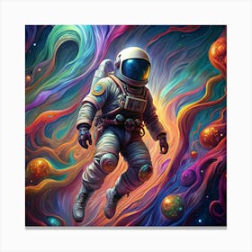 Astronaut In Colorful Nebula Canvas Print