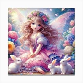 Fairy And Rabbits Canvas Print