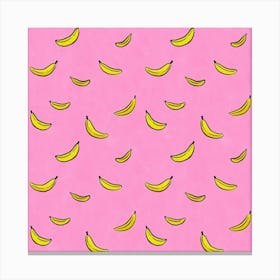 Pink Bananas Square Canvas Print