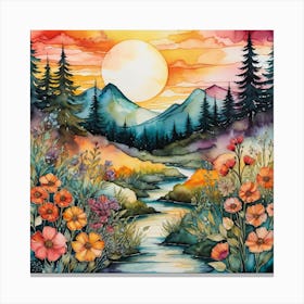 Sunset In The Mountains Canvas Print