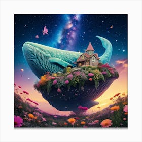 Firefly Colossal Whale, Floating, Sky, Stars, Constellations, Transforming, Flowers, Lush Garden, Ma (11) Canvas Print