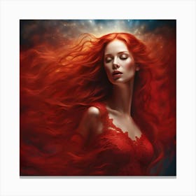 A Dreamy Redhead Caught In A Whirlwind Of Emotion Canvas Print