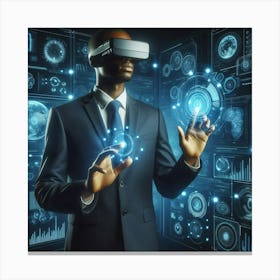 Businessman Using Virtual Reality Glasses Canvas Print