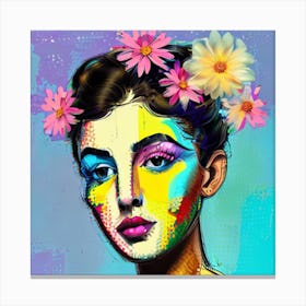 Girl With Flowers 6 Canvas Print