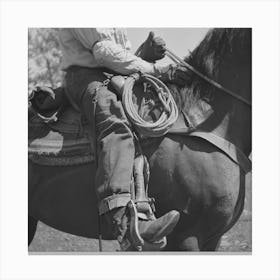 Ola, Idaho, Detail Of Cowboy On Horseback By Russell Lee Canvas Print