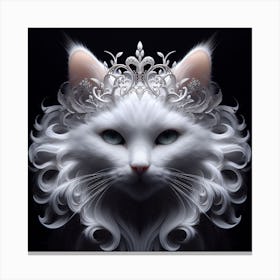 White Cat With Tiara Canvas Print