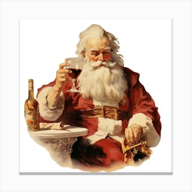 Santa Claus Drinking Wine Canvas Print