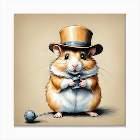 Hamster In Top Hat 16 Canvas Print