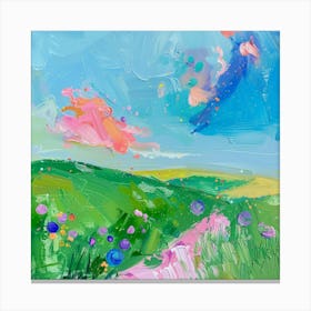 Pink Flowers In The Meadow Canvas Print