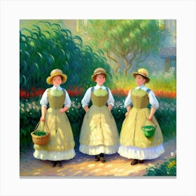 Three Women In A Garden Canvas Print