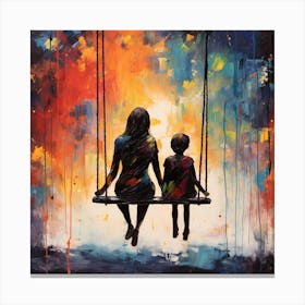 Mother And Child On Swing 3 Canvas Print