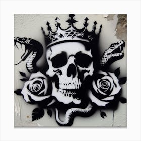 Skull And Roses 3 Canvas Print