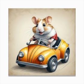 Hamster In A Car 4 Canvas Print