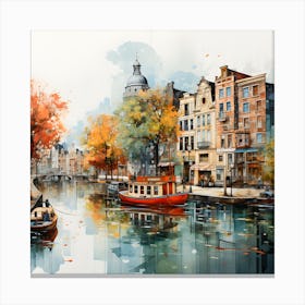 Aqua Dreams Capturing Amsterdam S Canal Charm In Summer Hues Canvas Print