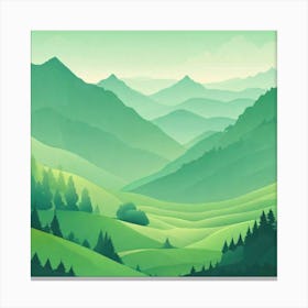 Misty mountains background in green tone 44 Canvas Print