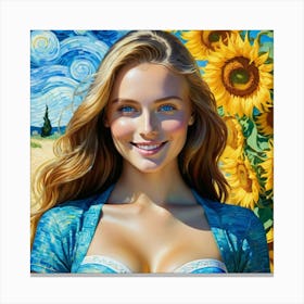 Sunflower Girl vb 1 Canvas Print