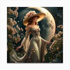 Full Moon In The Garden Canvas Print