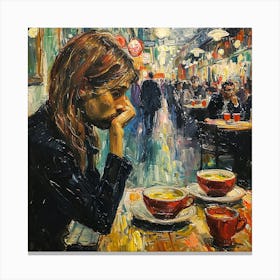 Woman In A Cafe Canvas Print