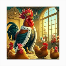 Rooster And Chickens 1 Canvas Print