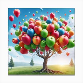 Colorful Tree With Balloons Canvas Print