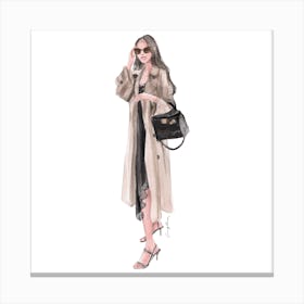 Woman In Trench Coat Canvas Print