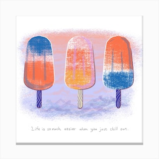 Just Chill Out With Popsicles  Square Canvas Print