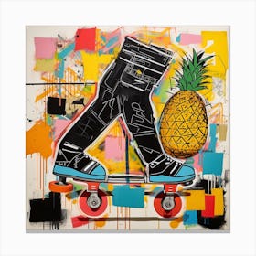 Pineapple Skateboarder Canvas Print