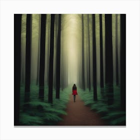 Woman Walking In The Forest Canvas Print