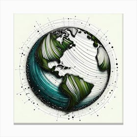 Earth - Abstract Line Art Illustration 159 Canvas Print