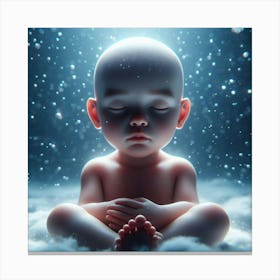 Baby Meditating In The Snow Canvas Print