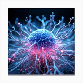 A Head Like 3d Render Nucleoli Luminescing In An Intricate Network Of Neural Connections Depicts A 2 1 Canvas Print