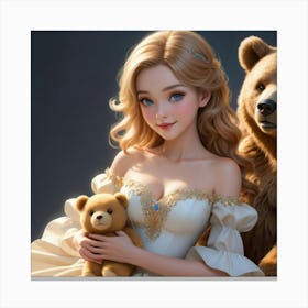 Princess And Teddy Bear Canvas Print