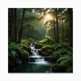 Waterfall In The Forest 1 Canvas Print