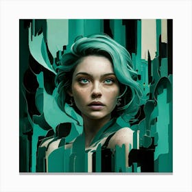 Girl With Green Hair 4 Canvas Print