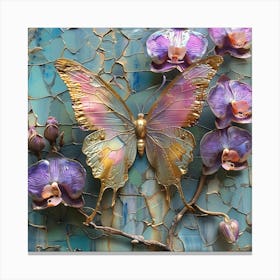 Butterfly And Orchids 2 Canvas Print