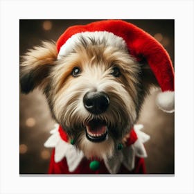 Dog in a Santa Hat 2 Print Canvas Print