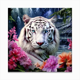 White Tiger In The Forest Canvas Print