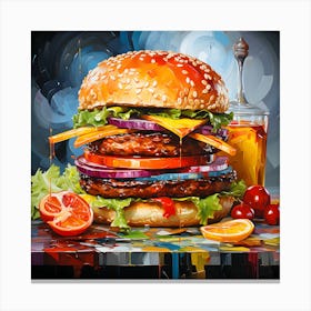 Modern Burger Aesthetics Art Canvas Print