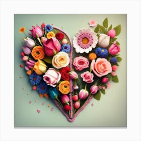 Heart shaped spring flowers 2 Canvas Print