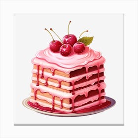 Cherry Cake Vector Illustration Canvas Print