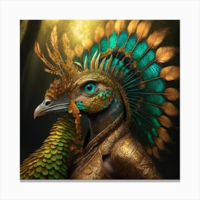 Firefly A Modern Illustration Of A Fierce Native American Warrior Peacock Iguana Hybrid Femme Fatale (11) Canvas Print