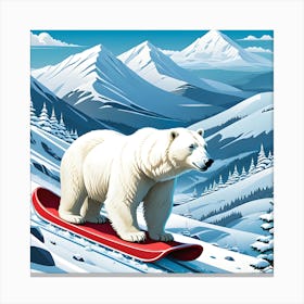 A Winter Wonderland Polar Bear, Slid Down. Canvas Print