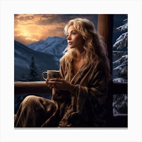 Woman In A Fur Coat Canvas Print